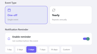 Reminders for Events & Tasks